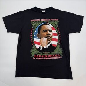 Unbranded Mens Large Shirt Black Barack Obama 2009 Inauguration Day Y2K Graphic
